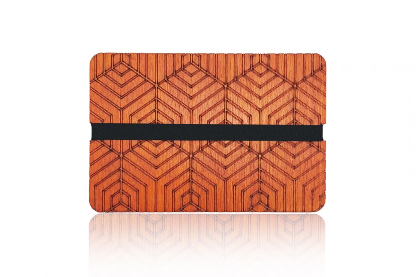 Ξύλινο πορτοφόλι -Rhombus Orange